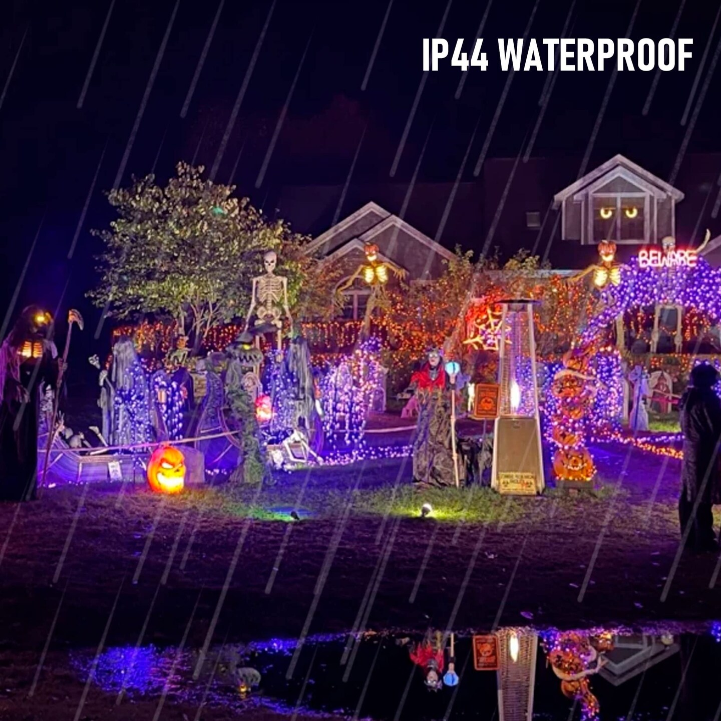 164FT 500 LED Halloween Lights, 8 Modes Waterproof Plug in String Lights for Halloween Indoor Outdoor Yard Party Wedding Garden Home Decorations (Purple &#x26; Orange)