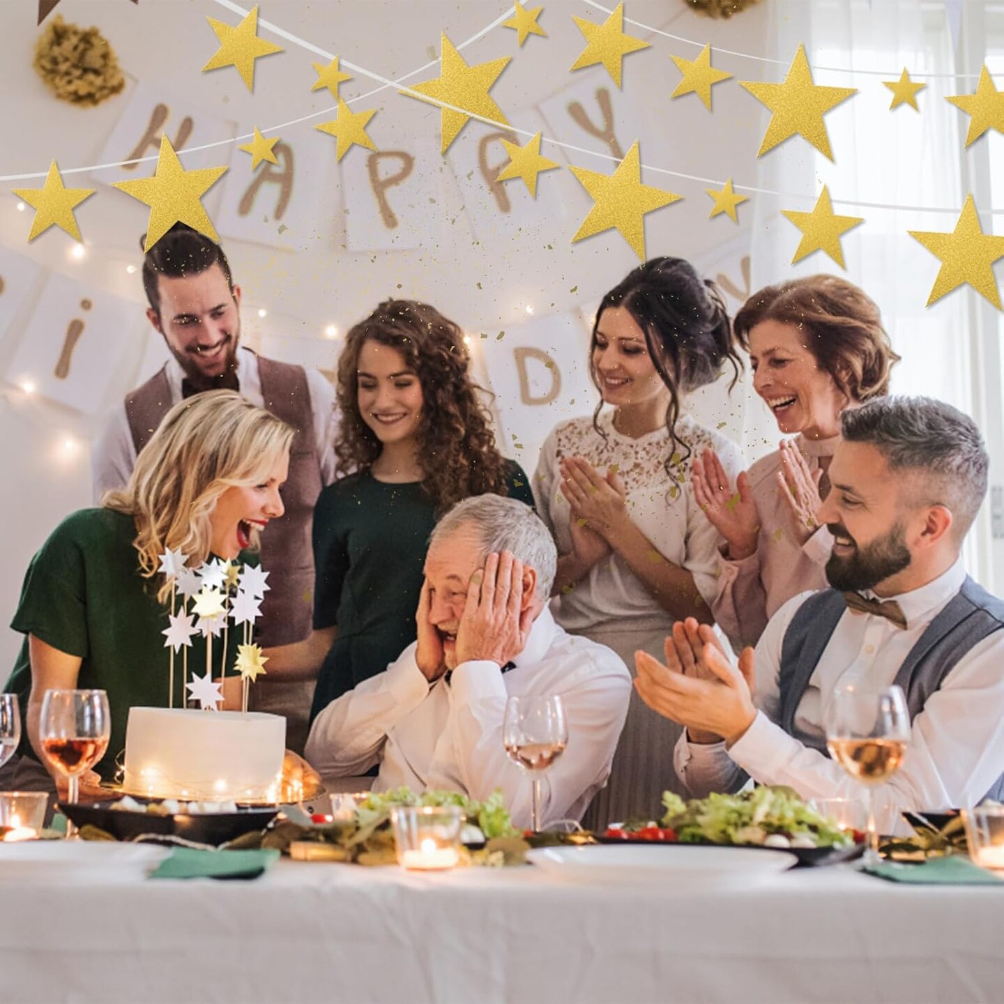 180 Pcs Gold Glitter Star Cutout Paper Five Star Cutouts Glitter Stars Confetti Decorations Gold Star Cutouts for Bulletin Board Stars Classroom Christmas Party Wall Decoration Supply