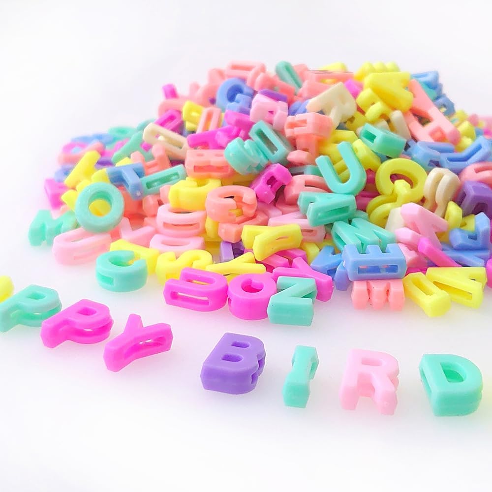 300+ PCS Large Alphabet Beads (9×12mm) – A–Z Plastic Letter Beads in Macaron Colors for Jewelry & Crafts