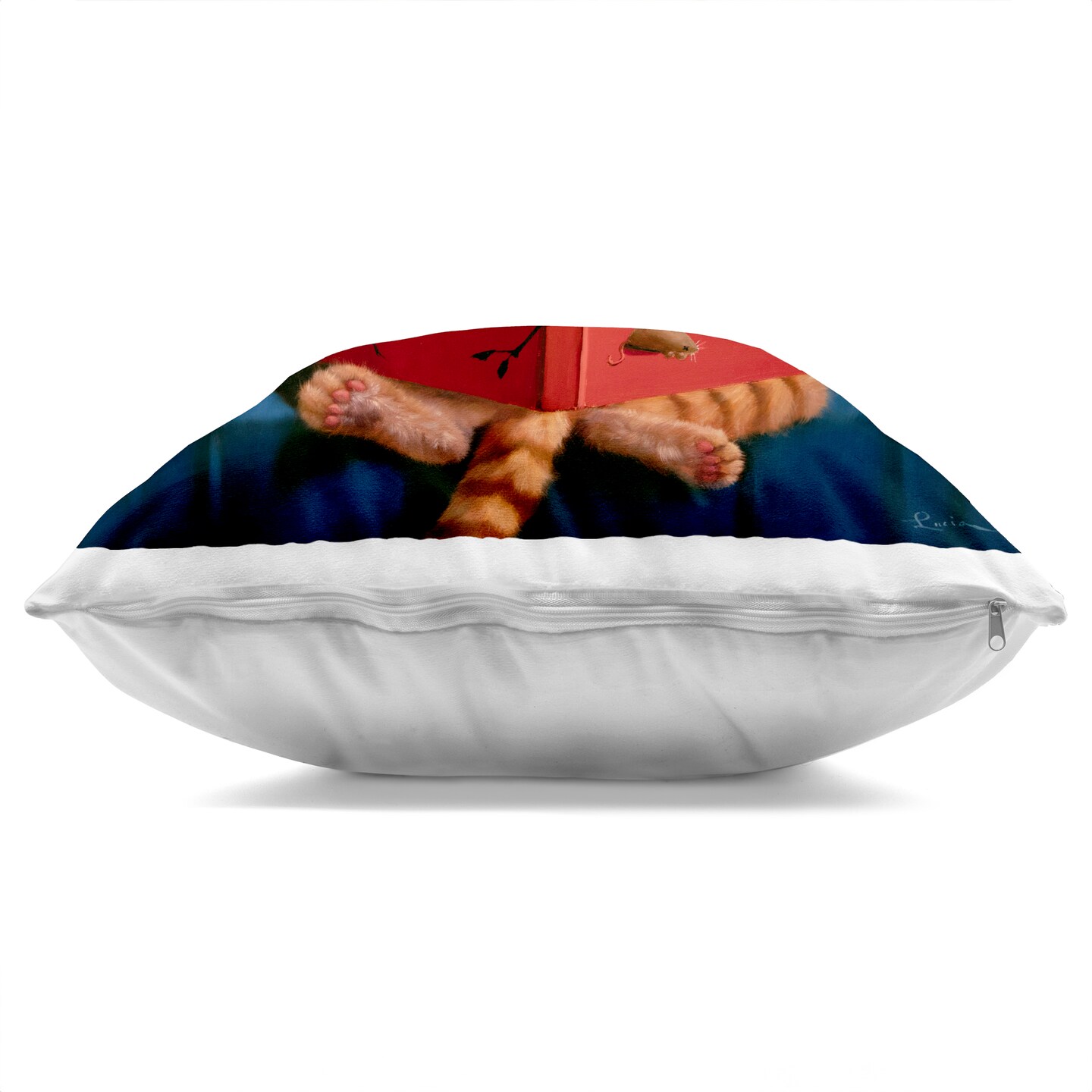 Stupell Industries Cat Reading Funny Book Decorative Printed Throw Pillow, design by Lucia Heffernan, 18 x 7 x 18