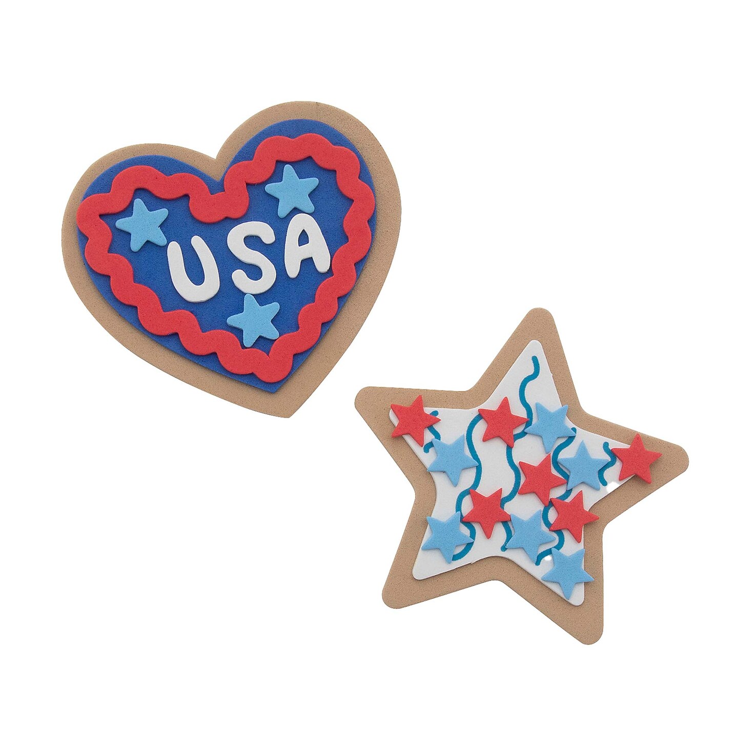 3 1/2" - 3 3/4" 4th of July Star and Heart Cookie Magnet Craft Kit Makes 12