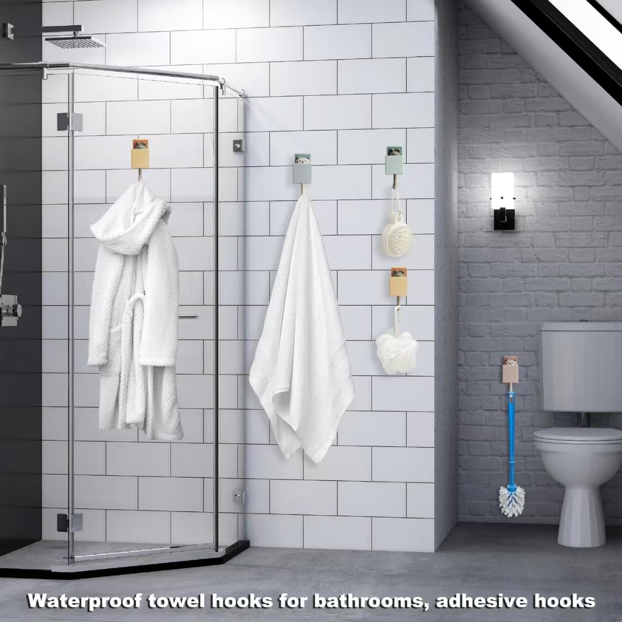4 Pcs Cute Adhesive Wall Hooks for Coats,Towel,Robes,Bag,Key,Heavy Duty Command Hooks Can Bear 2.4 Kg,Creative Pet Decorative Wall Hook for Living Room,Bathroom,Bedroom