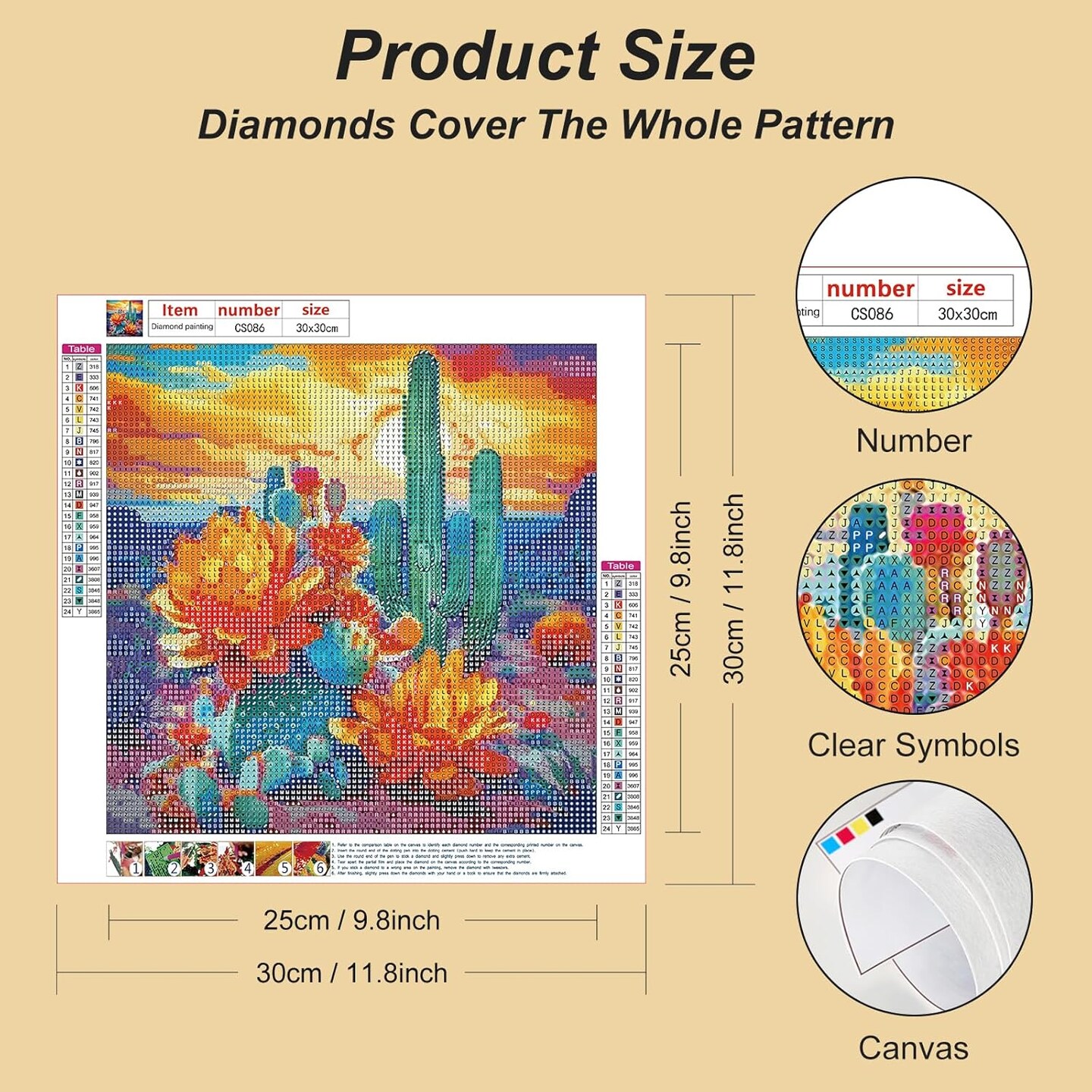 Diamond Painting Kits for Adults, 5D DIY Diamond Art Kits for Beginners, Full Drill Diamond Painting Kits for Home Wall Decor, Cactus Flower