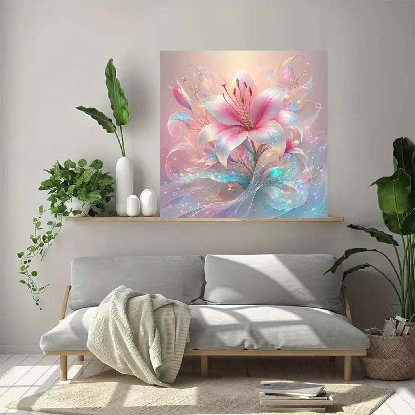 5D Diamond Painting Kits for Adults,Pink Flowers Diamond Art Kits for Adults Beginner,DIY Full Drill Diamond Dot Gem Art Kits for Adults Beginners,Wall Home Decor