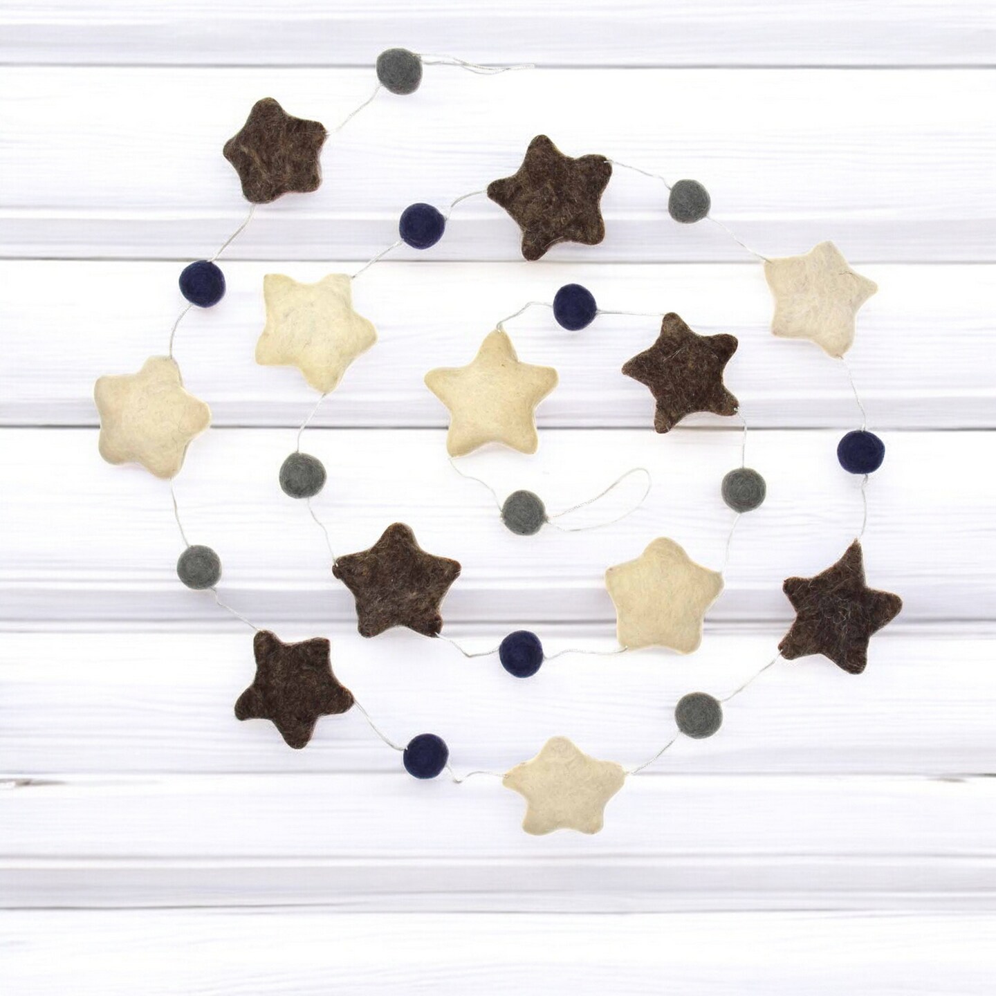 Multi Color Wool Felt Star Garland for Kids Rooms and Nursery