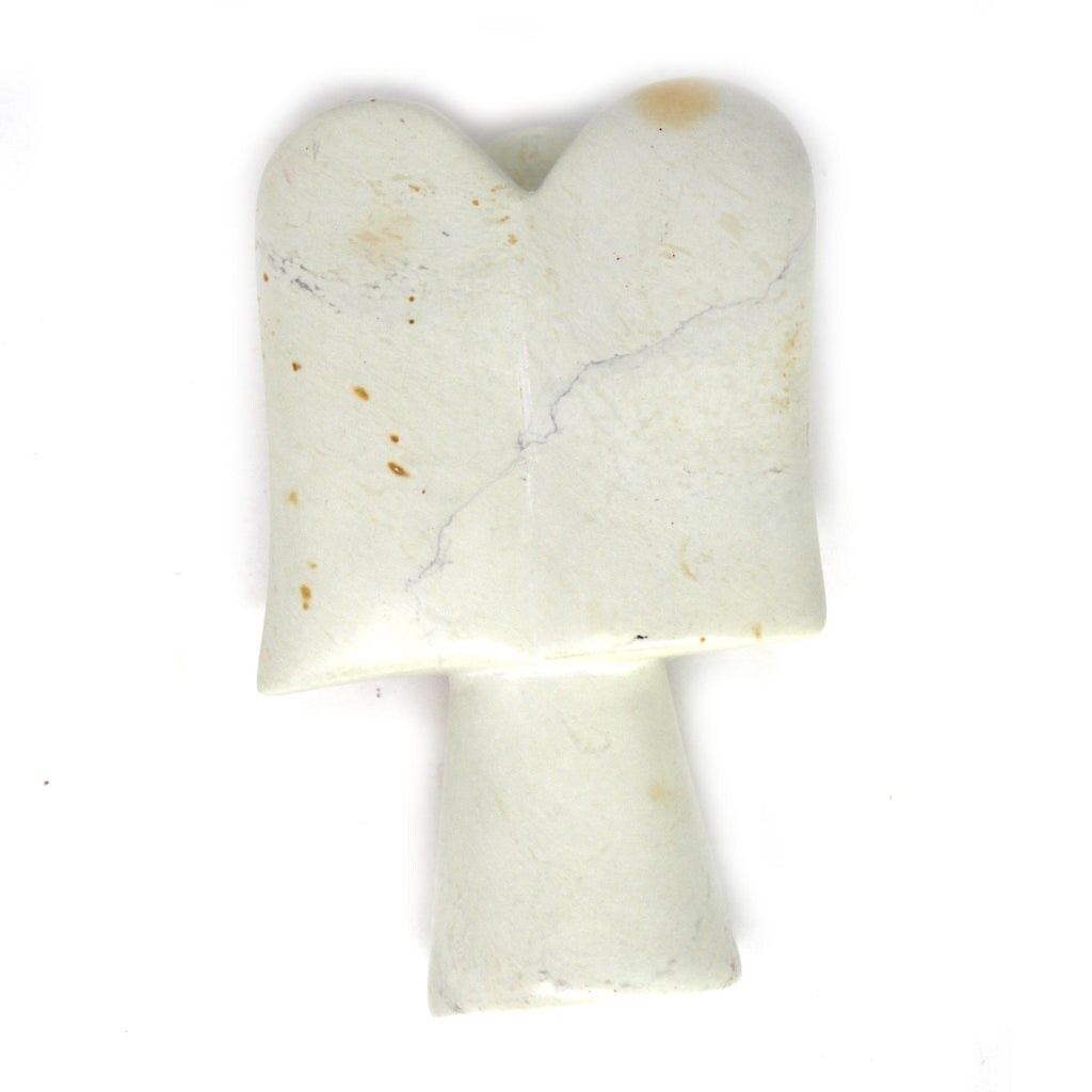 Cream Soapstone Angel Sculpture with Star 5 inches Hand-Carved