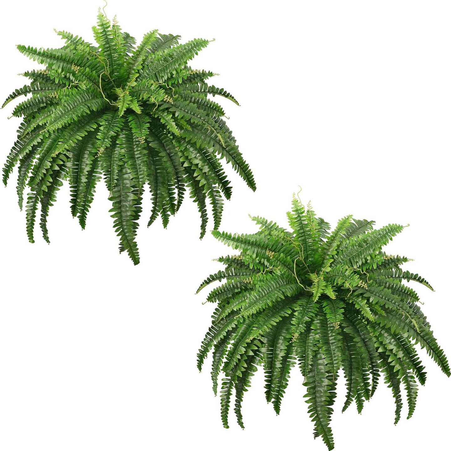 45" Fake Ferns, Realistic Large Artificial Bush Plants, 2 Artificial Boston Ferns with 59 Fronds for Outdoors