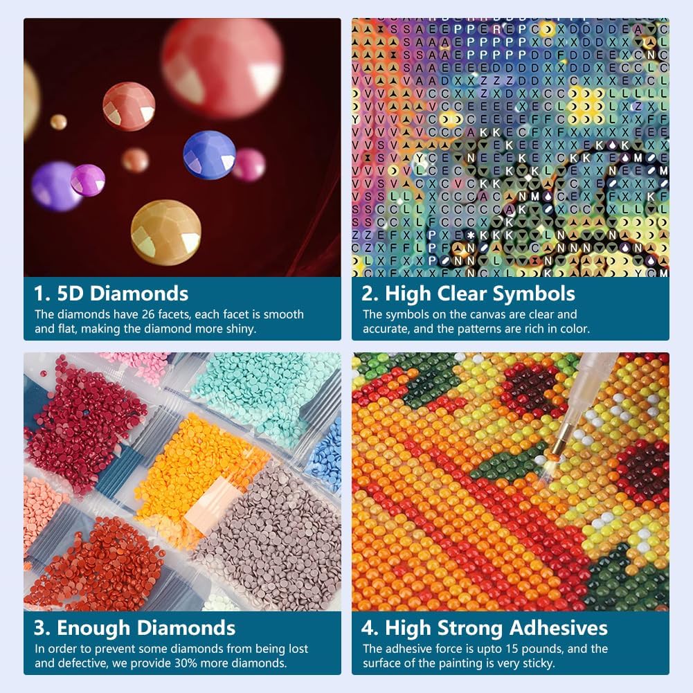 Starry Sky Diamond Painting Kits for Adults, Starry Night Scenery Diamond Art Kits for Beginners, 5D DIY Full Drill Round Gem Art, Paint with Diamond Beads Craft Home Wall Decor