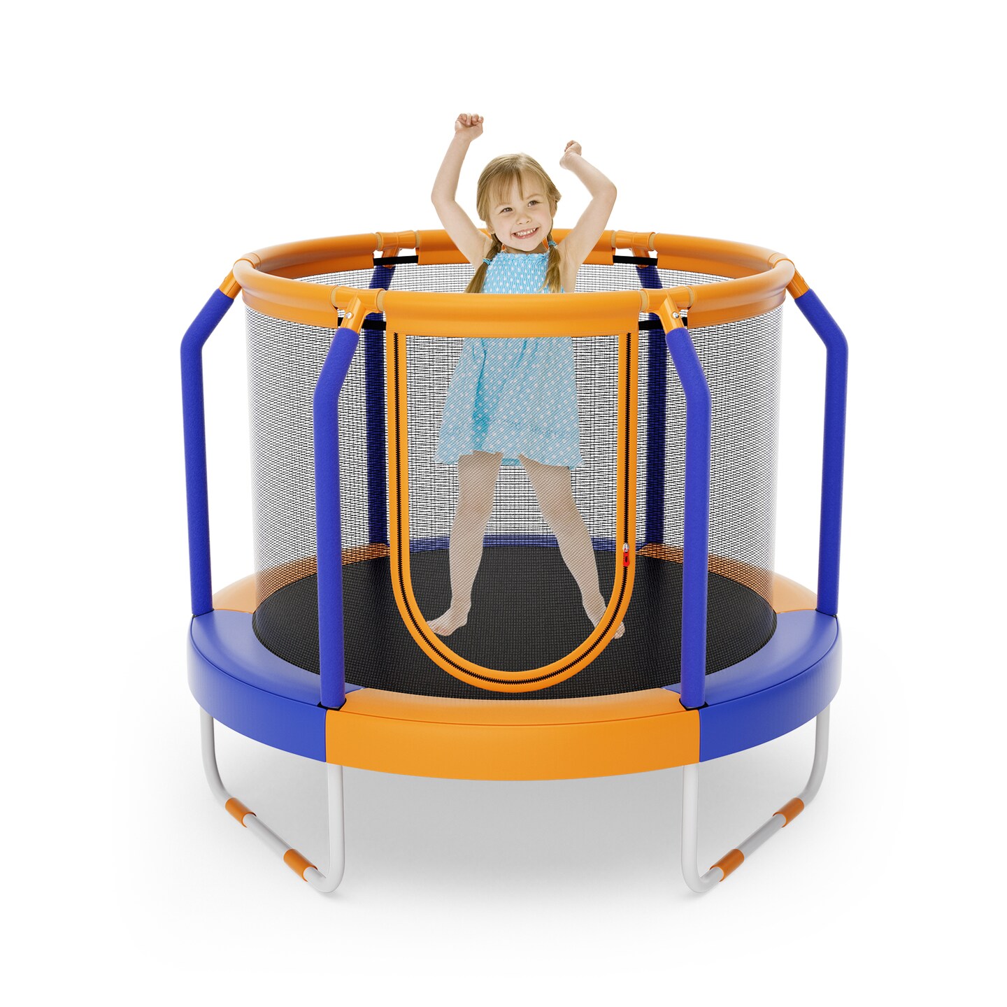 Kids Mini Trampoline with Enclosure and Reinforced Metal Frame for Safety