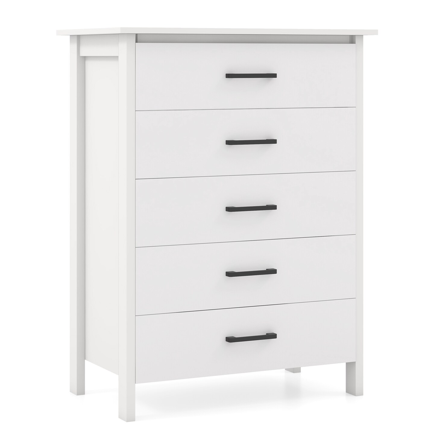Modern Tall Storage Dresser with 5 Spacious Drawers and Wood Top Shelf for Bedroom Closet or Entryway
