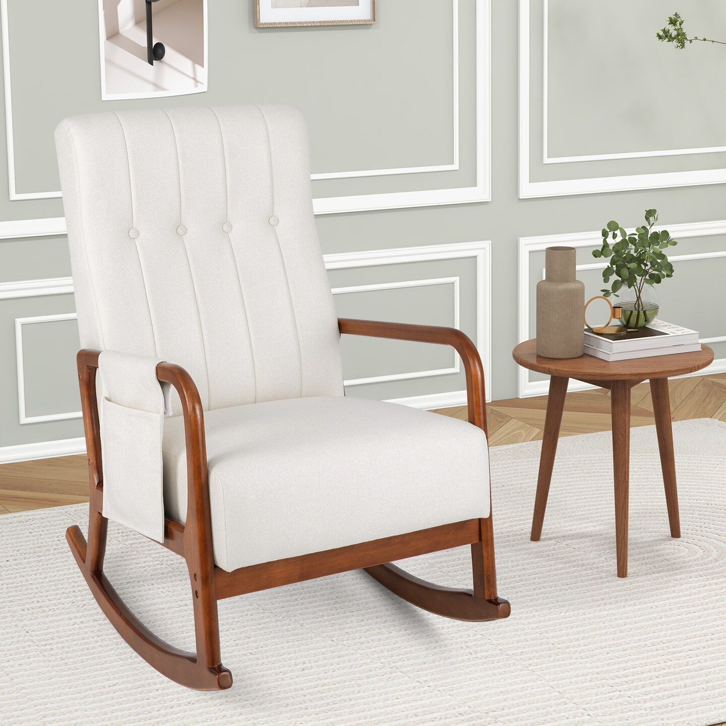 Modern Rocking Chair with Footrest and Soft Seat Cushion