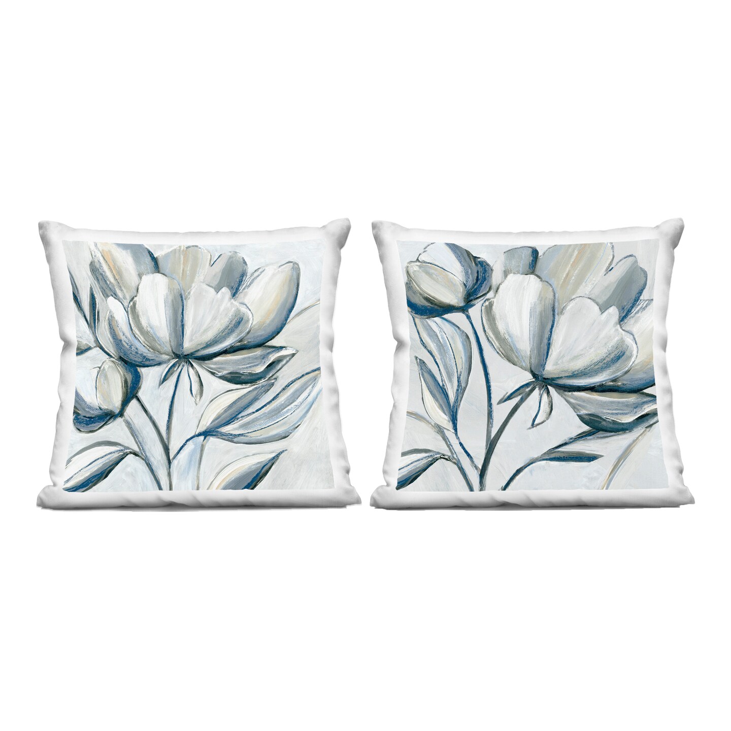 Stupell Industries Neutral Contrast Flowers 2 Piece Decorative Printed Throw Pillow Set, design by Hannah Dawson, 18 x 7 x 18