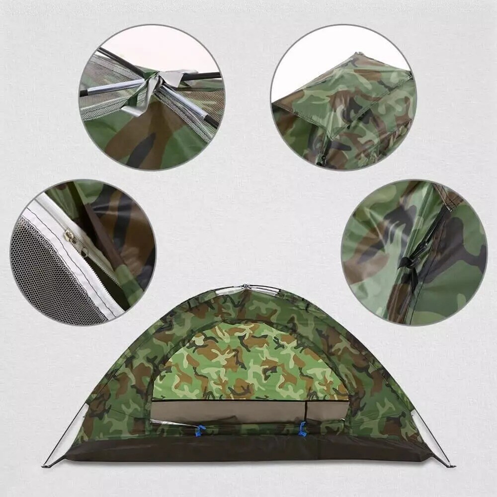 2Person Camping Tent Camouflage Patterns Backpacking with Carry Bag