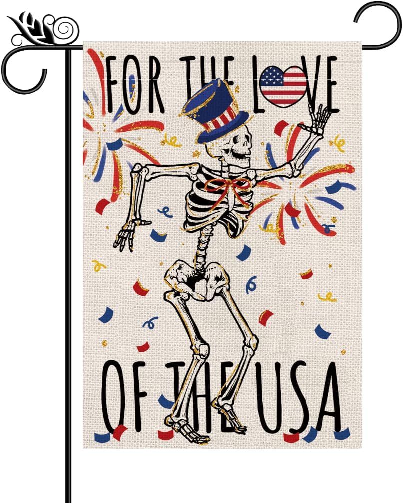 Patriotic 4th of July Garden Flag Funny Vertical Burlap Double