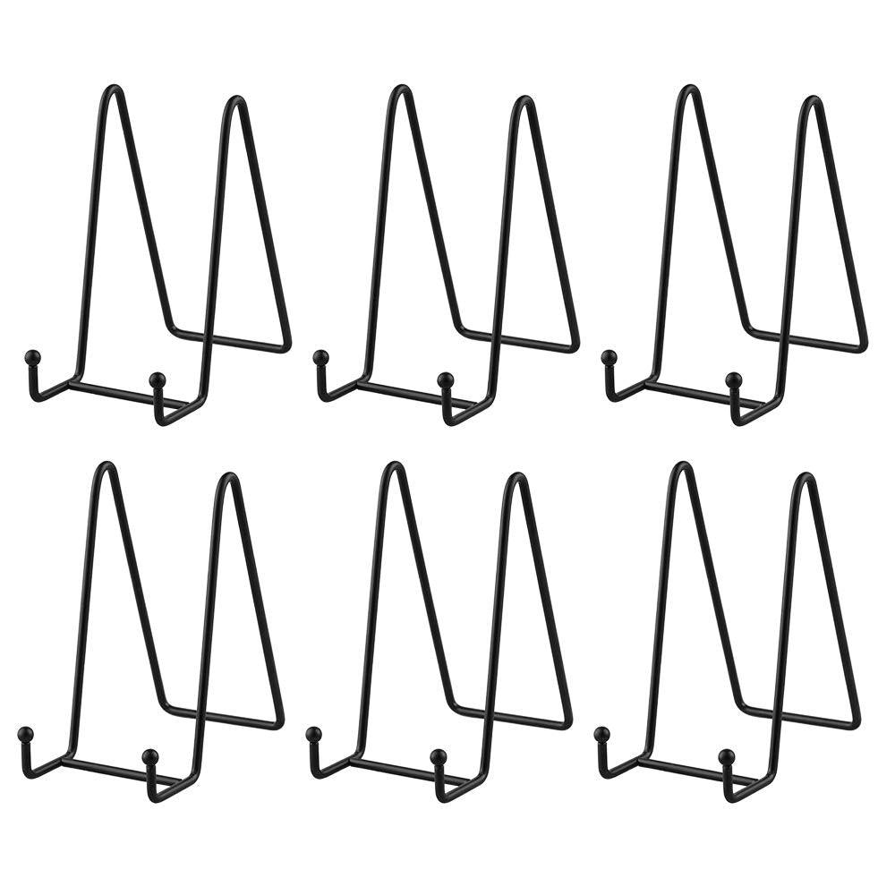 Plate Stands for Display - Iron Easel Stand Plate Holder Display Stand Picture Frame Stand for Pictures | Photo|Decorative Plate |Dish | Tabletop Art - 6 inch-Black(6 Pack)