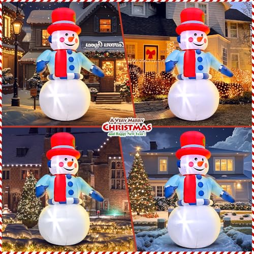 6 FT Christmas Inflatables Snowman Outdoor Yard Decorations Christmas Blow up Snow Man with LED Lights Red Hat Winter Outside Decor for Holiday Party Patio Garden Lawn Xmas Gifts