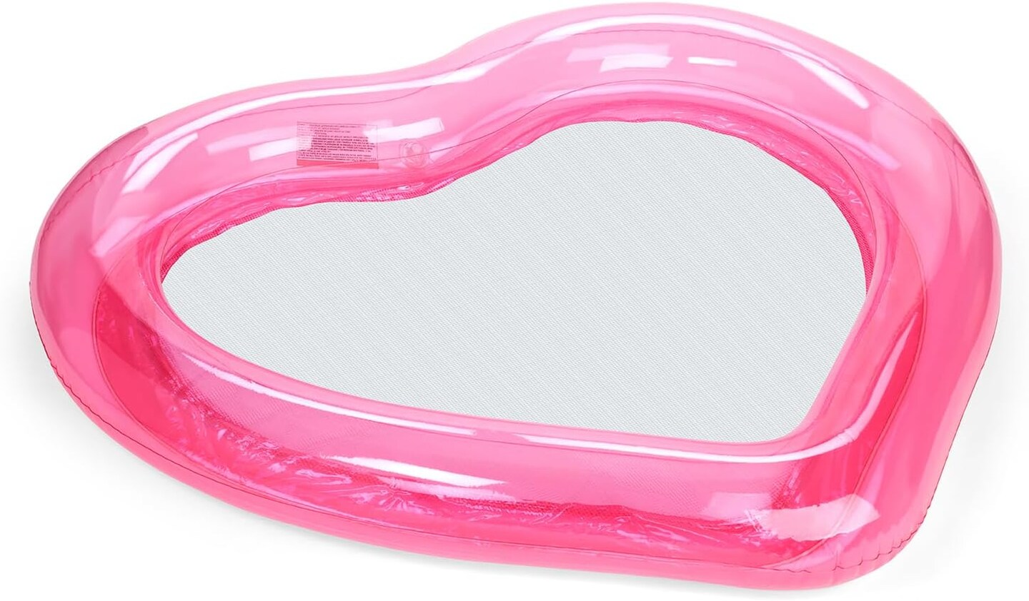 Original Clear Heart Water Hammock with Mesh Pool Float Perfect for Summer Pool Parties