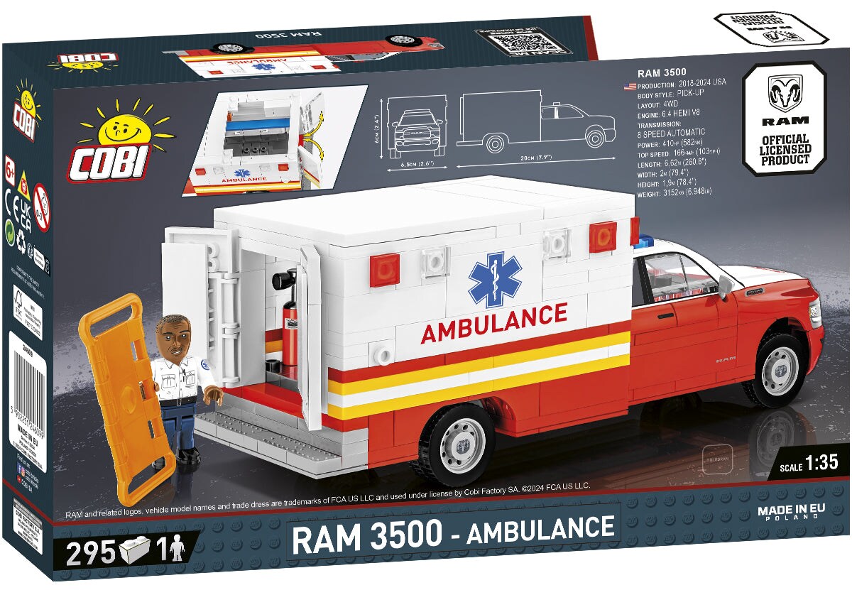 COBI DODGE RAM 3500 Ambulance Building Set, 295 Pieces