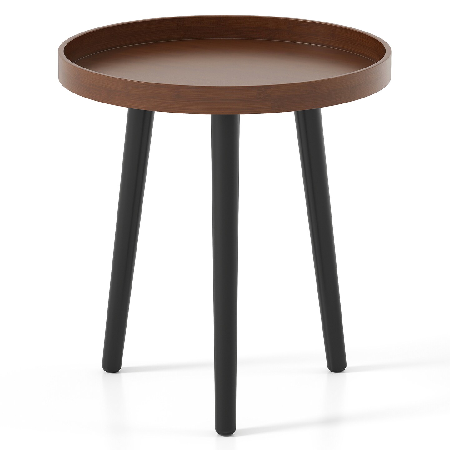 Compact Wooden Tray Side Table Round End Table for Sofa or Bed