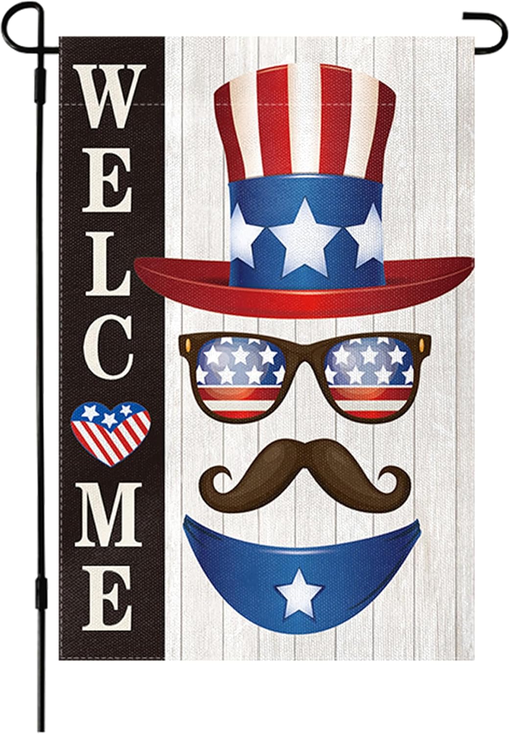 Welcome Garden Flags Independence Day American small flags for yard and garden for Outside 4th of July Yard Decorations Memorial Day Patriotic 12x18″ Double Sided Linen Summer Blue Red Garden Flag