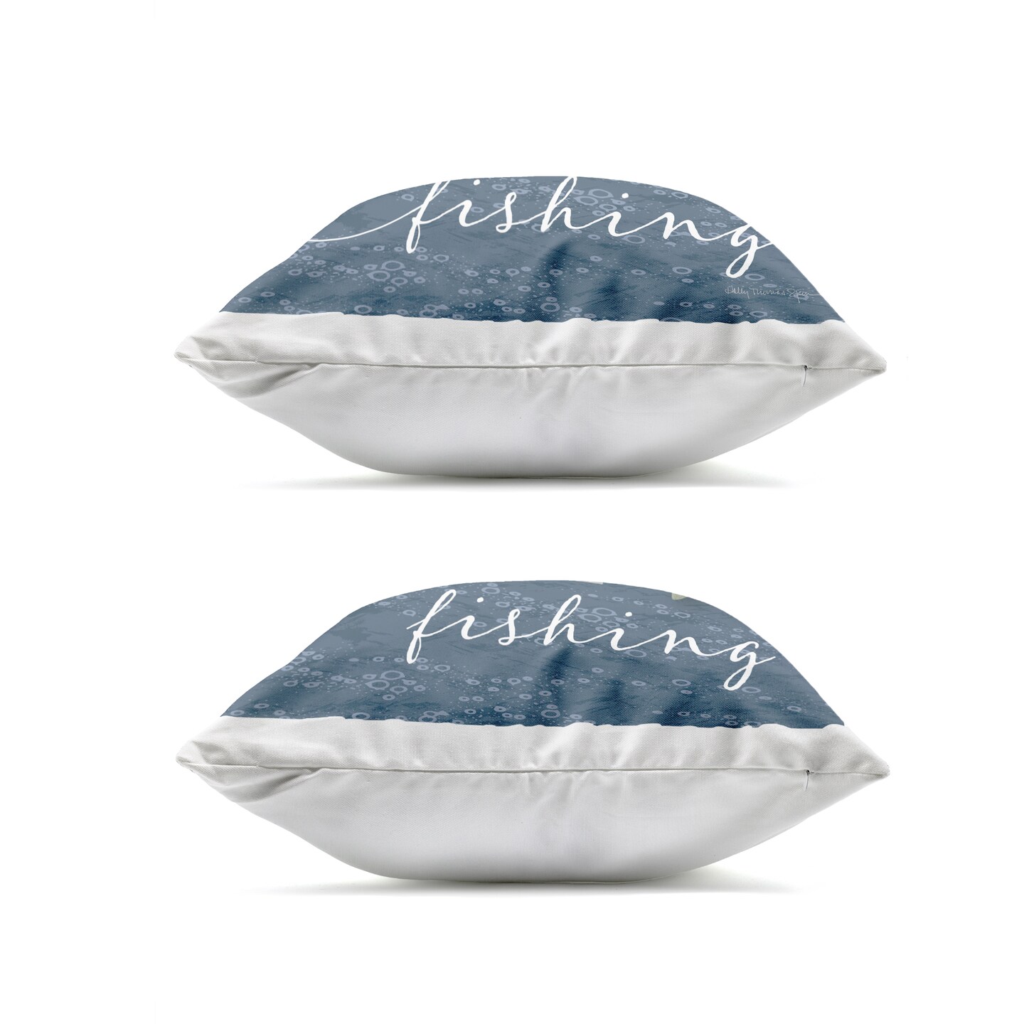 Stupell Industries Gone Fishing Sayings 2 Piece Outdoor Printed Pillow Set, design by Holly Thomas Stein, 18 x 7 x 18
