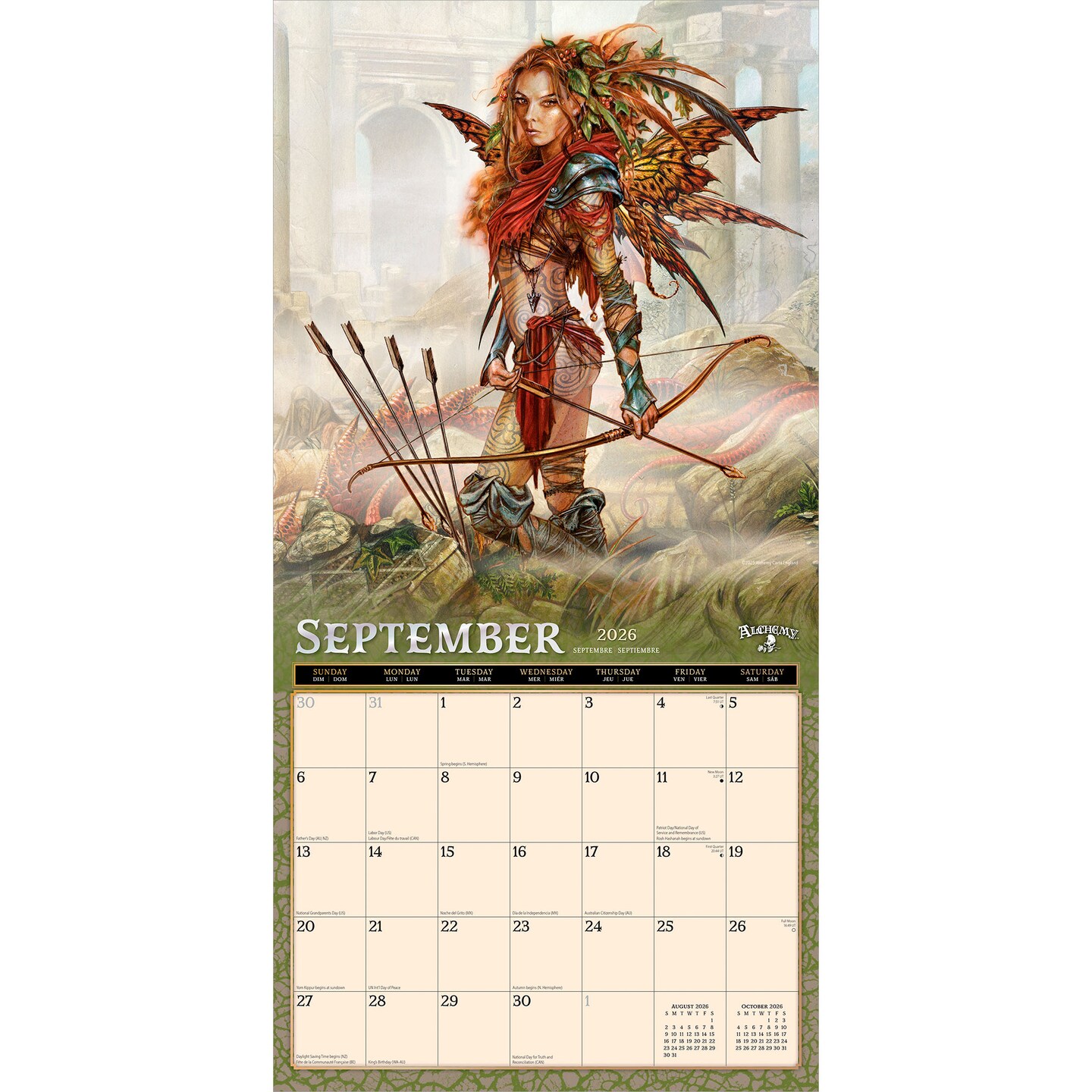 Witches Alchemy OFFICIAL | 2026 12 x 24 Inch (Hanging) Monthly Square Wall Calendar | Plastic-Free | BrownTrout | Manchester Artists Anti Jewellery Design