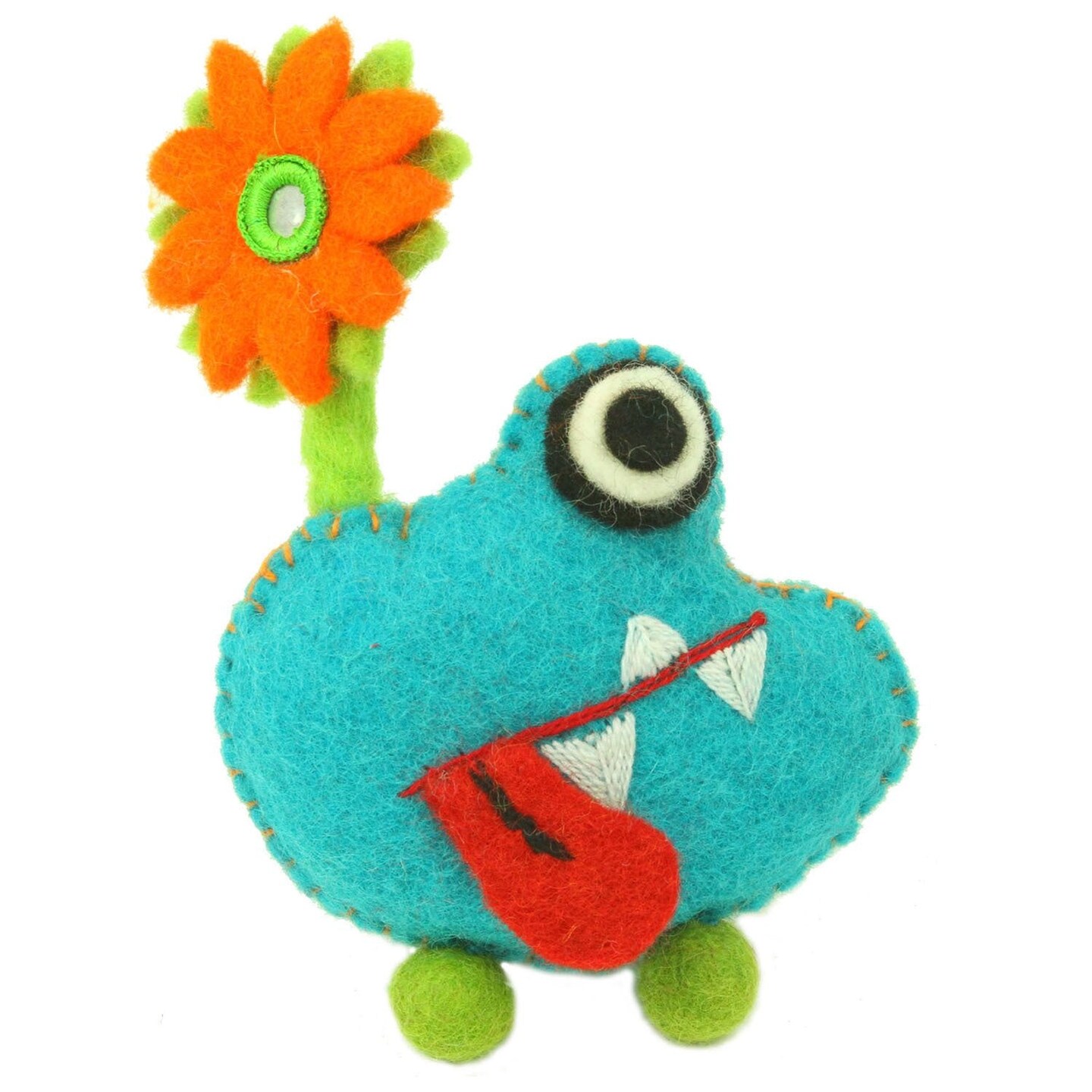 7" x 4" Colorful Felt Tooth Fairy Pillow Toy with Pocket Fun Monster and Flower Design