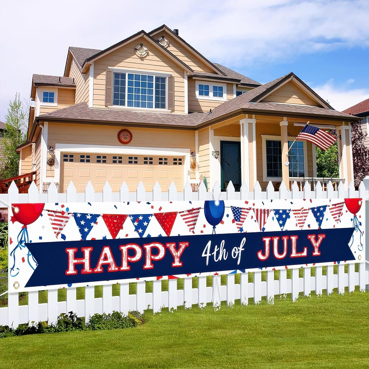 America Independence Day Backdrop Banner 118 x 20 inch 4th of July Patriotic National Holiday Veterans Day Memorial Day Indoor Outdoor Supplies Banner Independence Day Themed Decorations