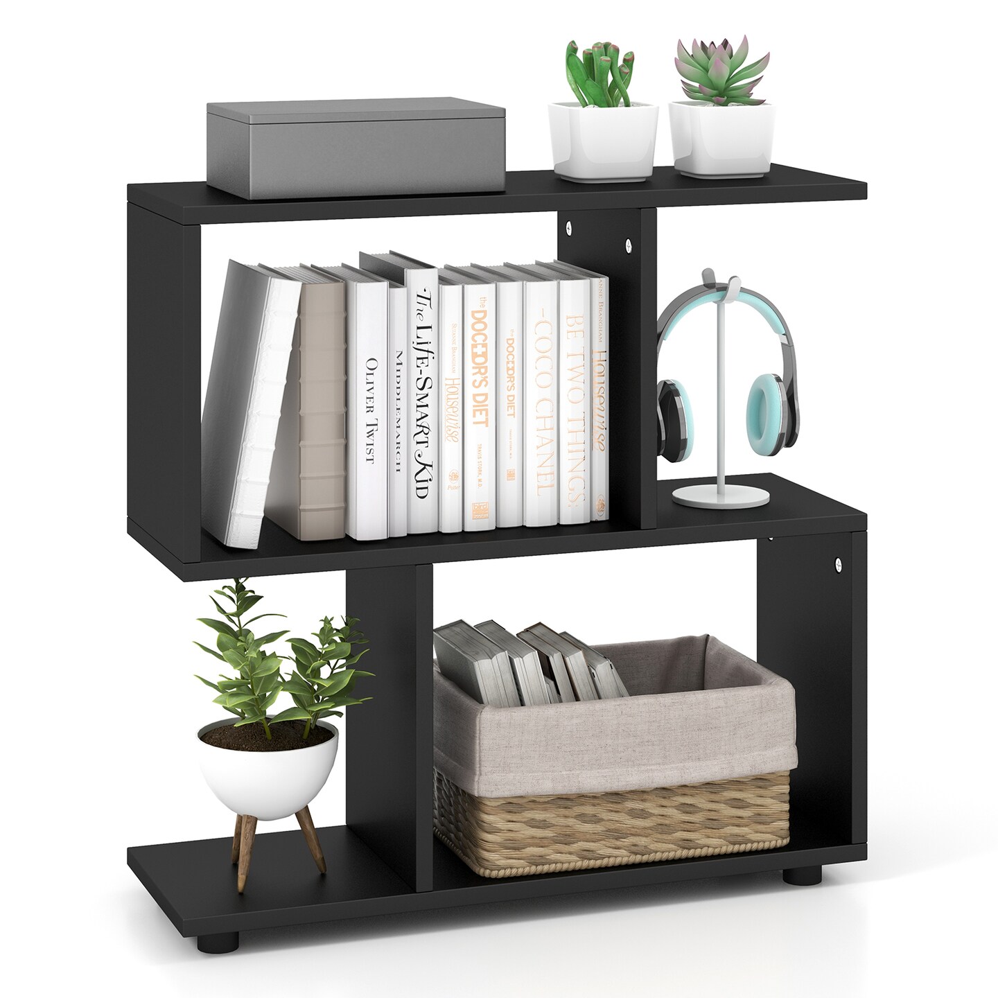 Modern 3 Tier Bookcase with Open Shelves for Small Spaces and Home Office