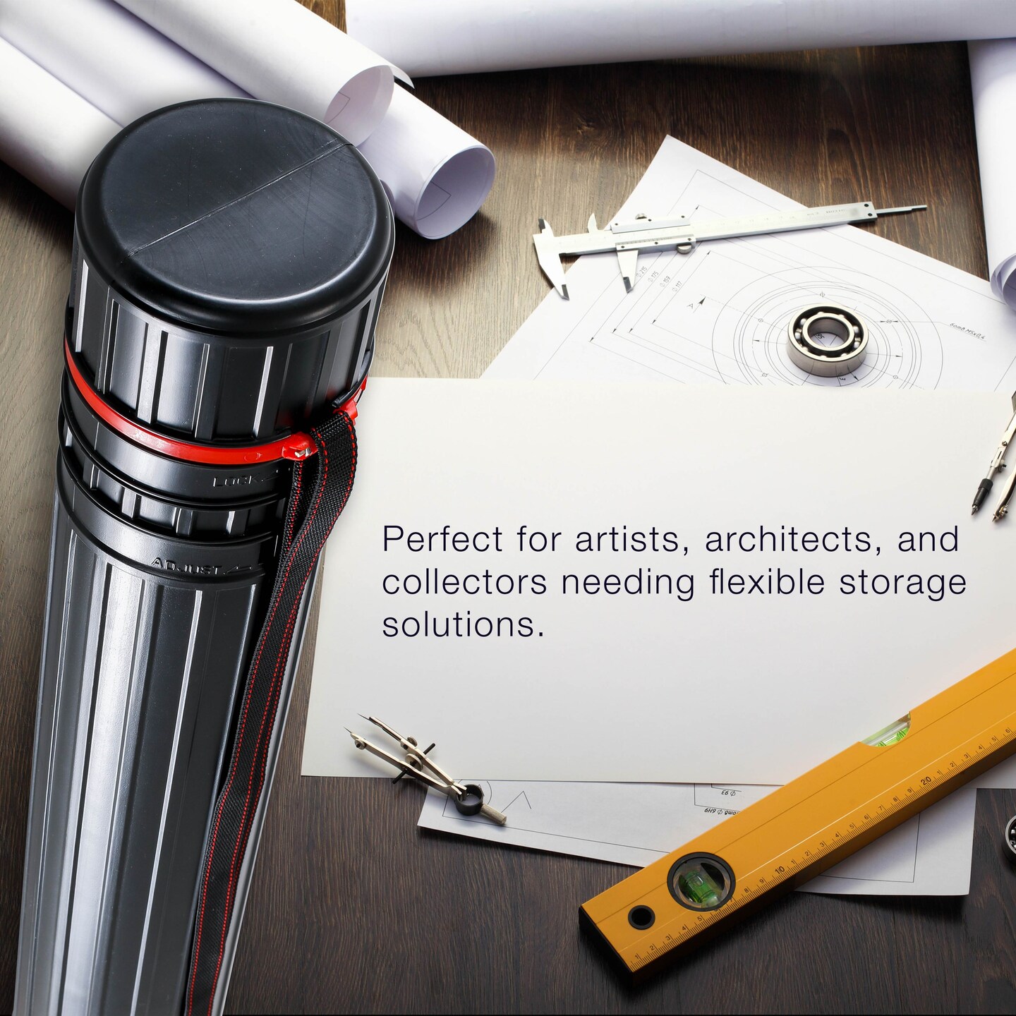 Large Poster Tube - Telescoping Adjustable 30-1/4&#x22; to 47-3/4&#x22; - Durable 4-7/8&#x22; Diameter Storage Tube - Art Poster Carrier Holder &#x26; Blueprint Storage Drafting Tube Travel &#x26; Protection