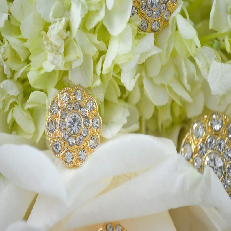 5/8" Small Gold Spiral Rhinestone Button for DIY Projects 1 Pieces