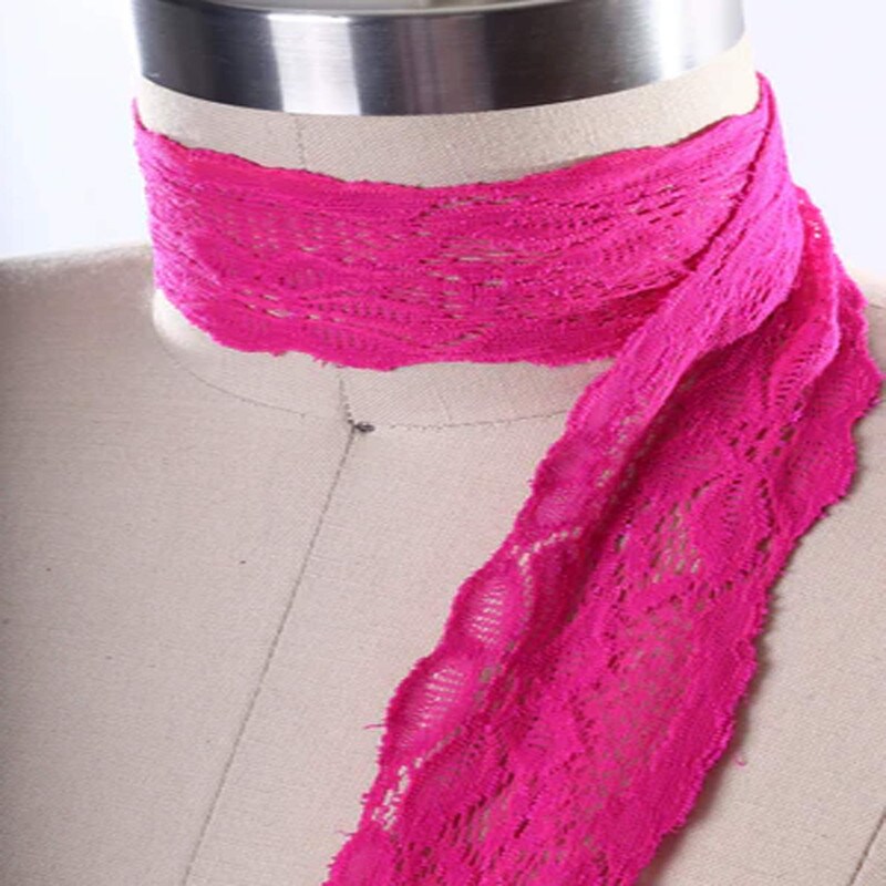 2 Yards Hot Pink Wide Stretch Lace Trim 2.5&#x22; Floral Elastic for Lingerie Sewing &#x26; DIY Crafts