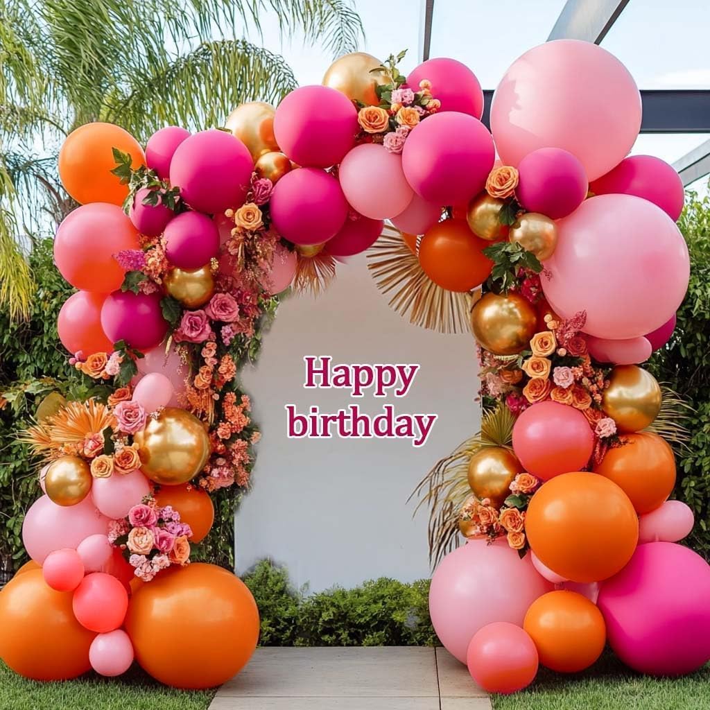 Pink Orange Balloon Garland Double Stuffed Hot Pink Balloon Orange Gold Balloons Arch Kit For Baby Shower Birthday Wedding Fiesta Tropical Luau Summer Love Party Decorations