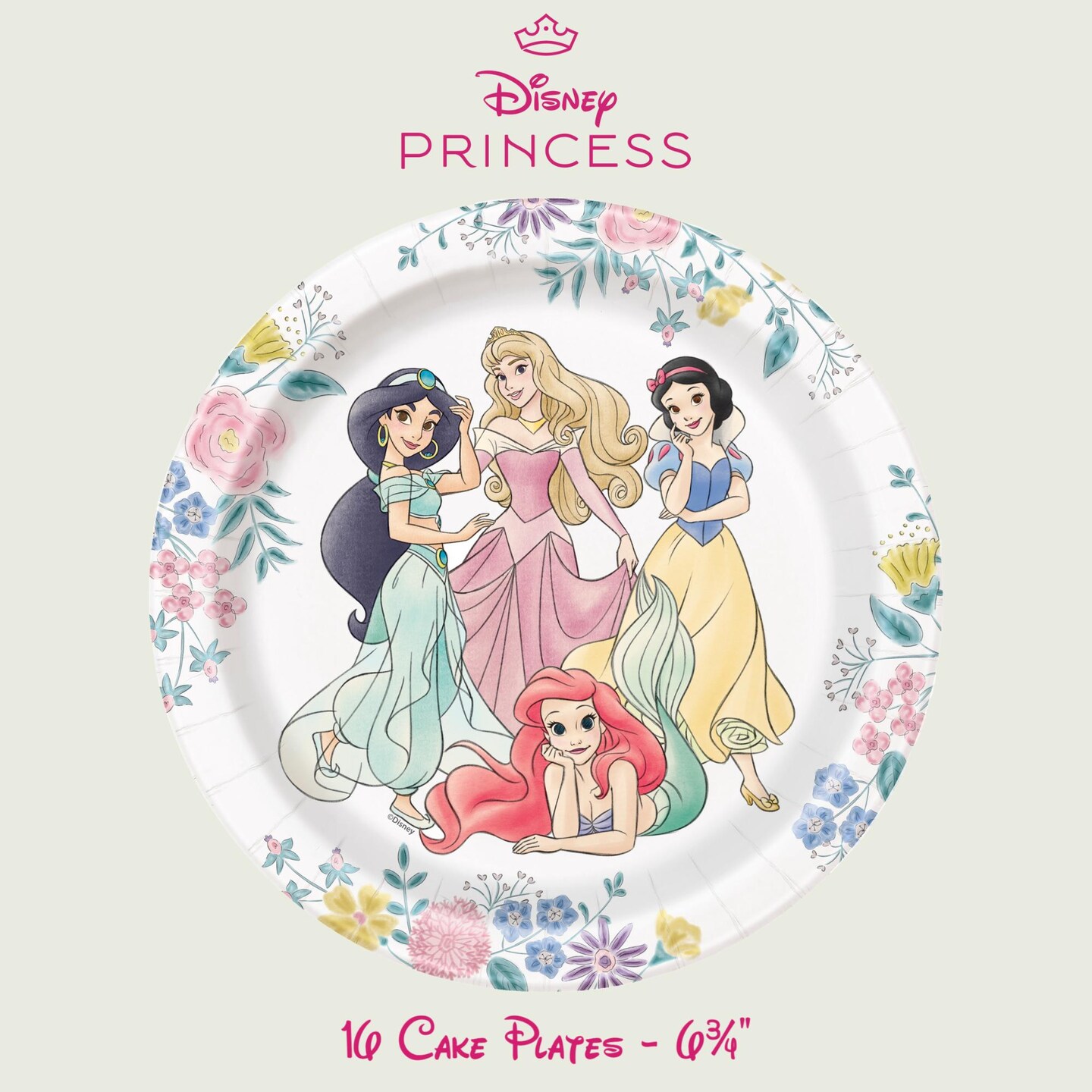 Disney Princess Birthday Party Supplies Bundle with Disney Princess Cake Plates &#x26; Disney Princess Napkins - Serves 16