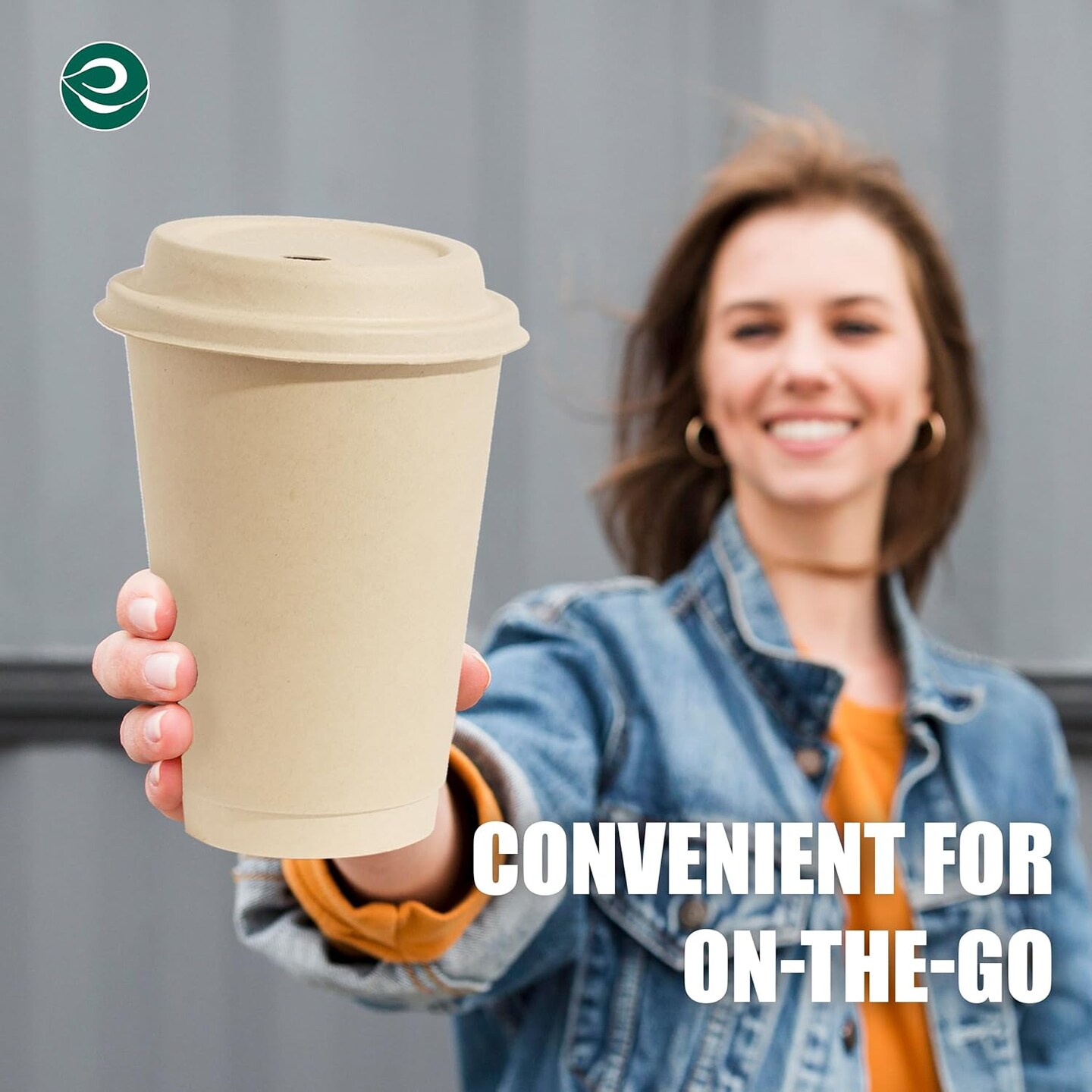 100% Compostable Plant-Based 16oz Hot Cups with Compostable Lids | (50 Count, 16 oz Hot Cups) | Disposable Bagasse Paper | Eco-friendly | Sturdy, Microwave & Oven Safe