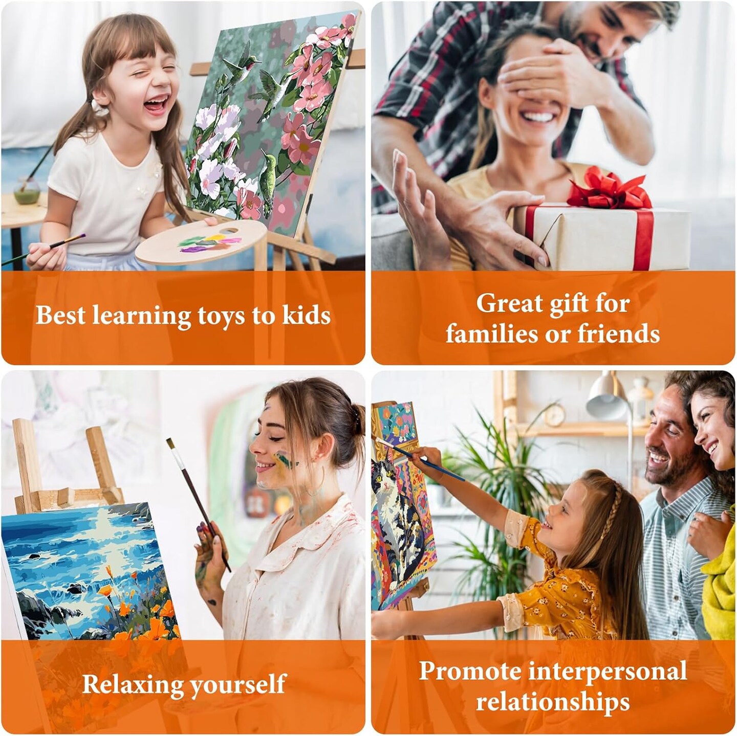 Paint by Numbers Kit for Adults Beginner, Cat Adult Paint by Number Kits on Canvas Without Frame