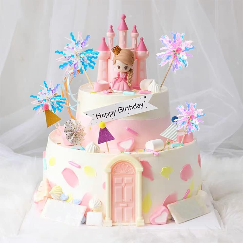 30Pcs Cupcake Toppers, Cake Decorating Kits, Sparkle Tinsel Firework Cake Toppers, Toothpicks Toppers For Baby Shower Diy Birthday Party Wedding Valentine&#x27;s Day (30pc-Mixed)