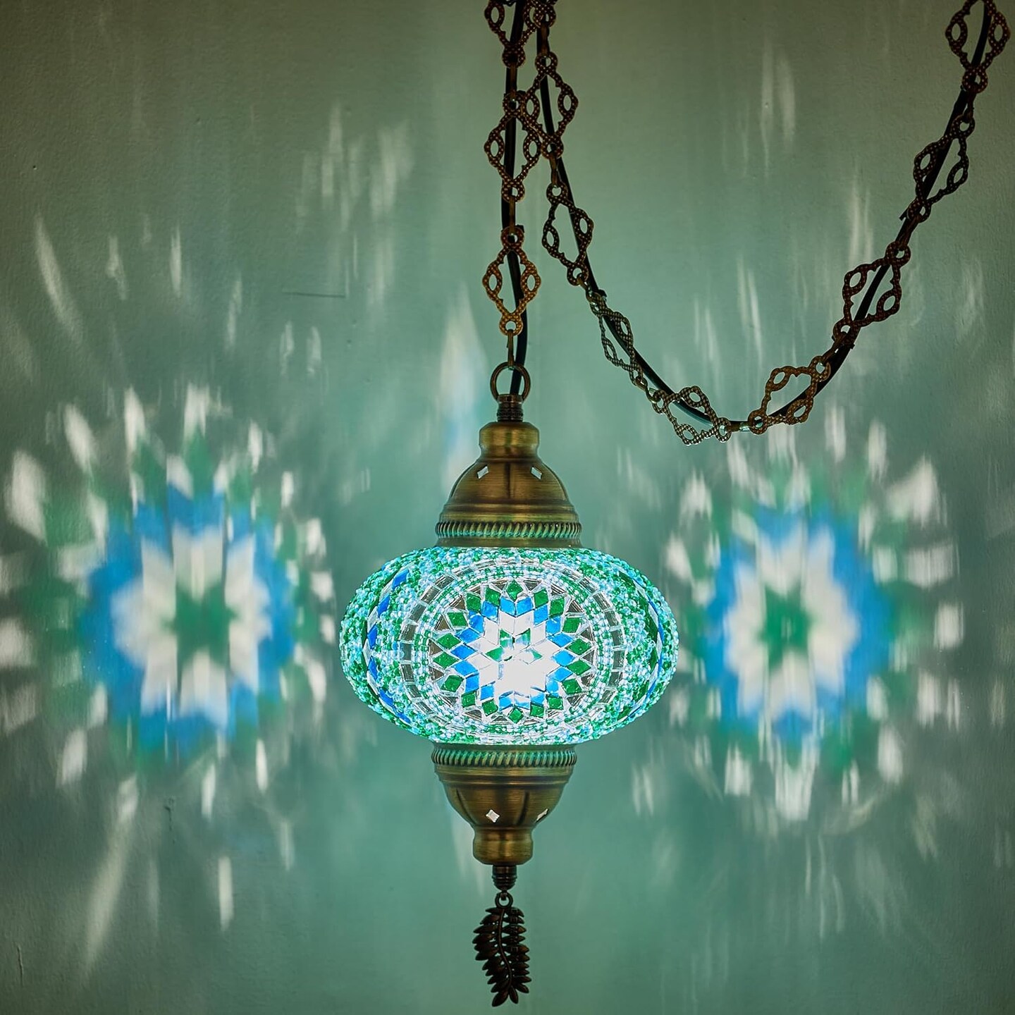 Swag Lamp Fixture with 15ft Cord Chain (Green Blue Turquoise) Michaels