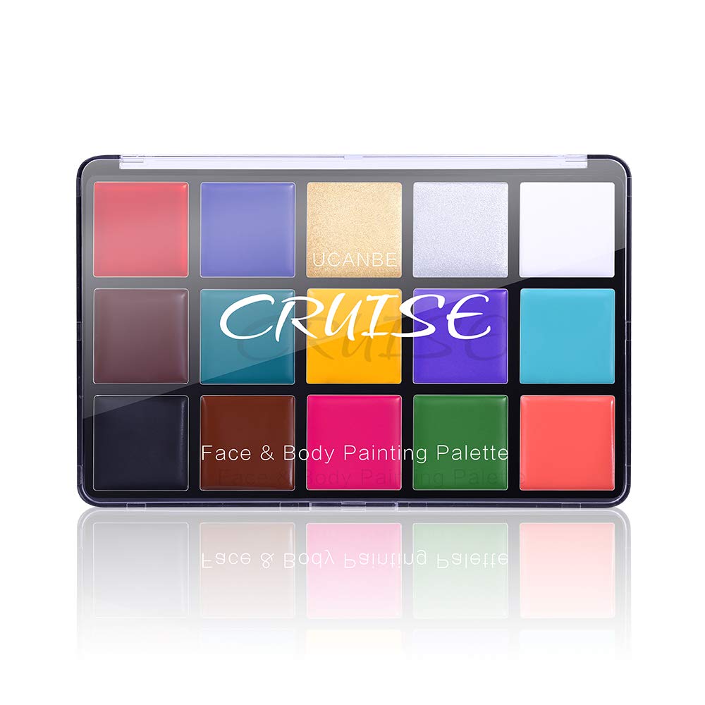 Face Body Paint Oil, Professional 15 Colors FX Makeup Palette- Non Toxic Hypoallergenic Safe Facepaint for Halloween, Cosplay Costumes, Parties and Festivals