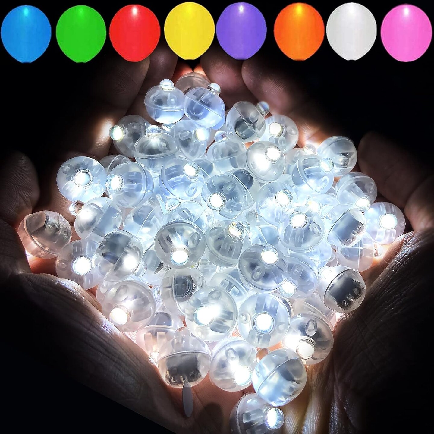 100pcs White Balloon Lights,Long Standby Time Waterproof Mini Light,Battery Powered,Round LED Ball Lamp for Latex Balloon Paper Lantern Party Wedding Festival Christmas Halloween Decorative
