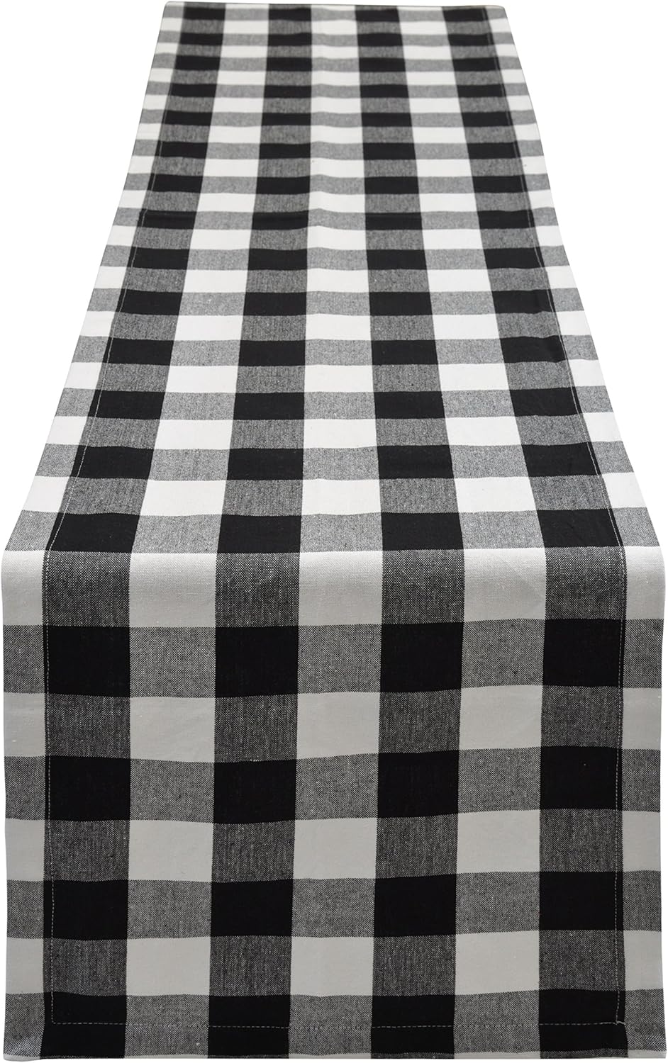 Plaid Checkered Table Runner - Washable Indoors or Outdoors Black and White