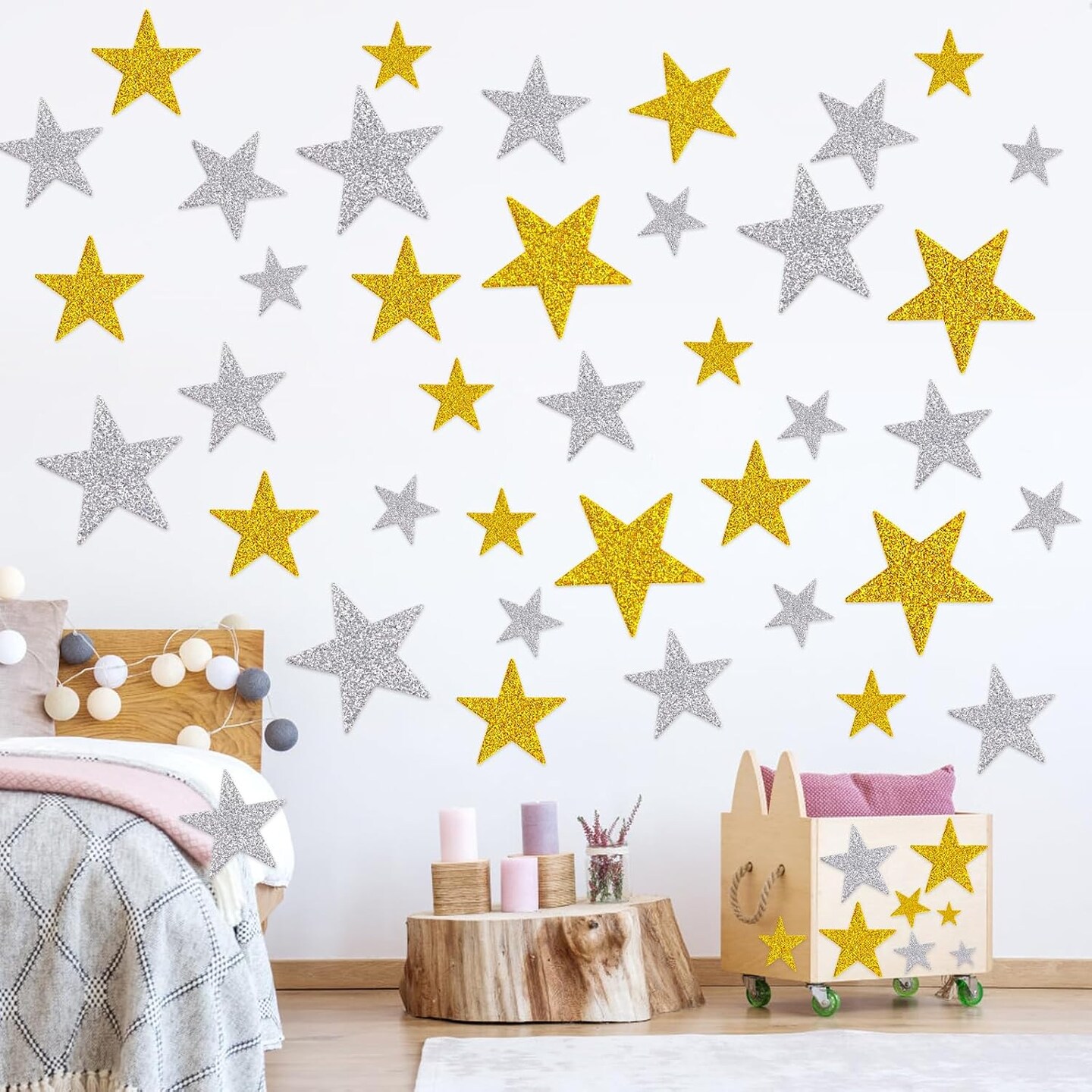 904pcs Star Stickers, Gold and Silver Glitter Foam Self Adhesive Star Stickers, Used for Kid Scrapbook and Posters Crafts and Home Decorations
