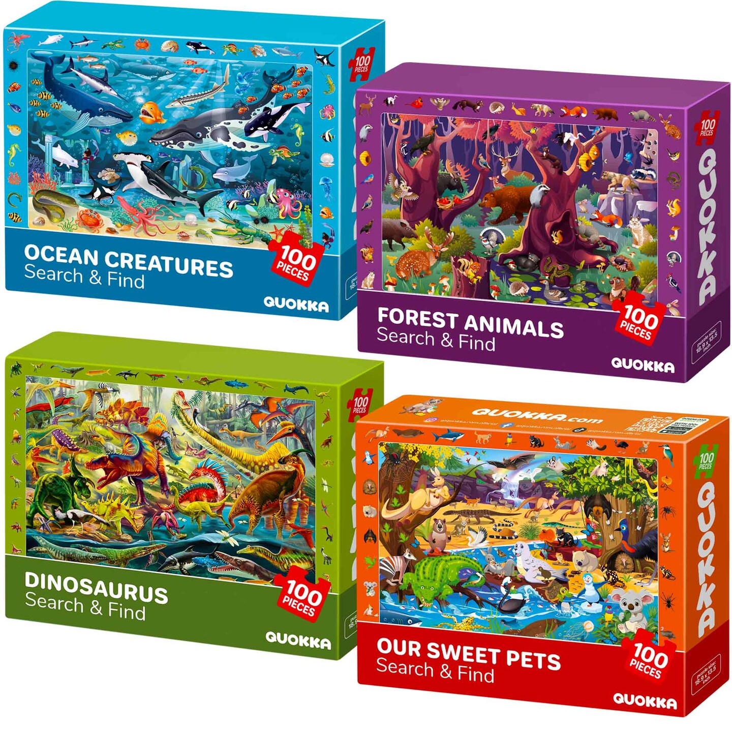 100 Pcs Search & Find Puzzles for Kids | Forest & Ocean