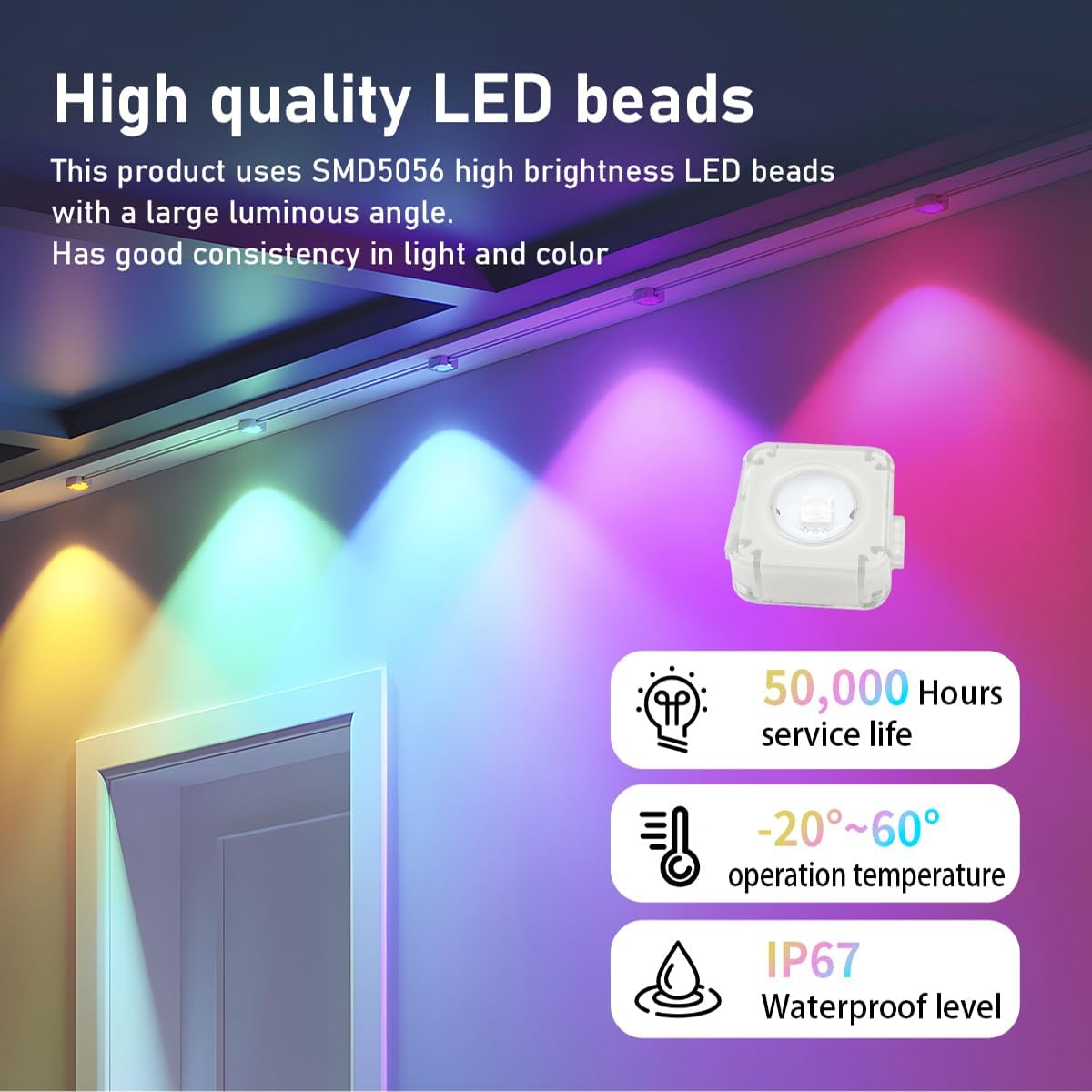 Permanent Outdoor Lights,Smart RGB Outdoor String Lights with 75 Scene Modes,50ft LED Eaves Lights,IP67 Waterproof,All Holiday