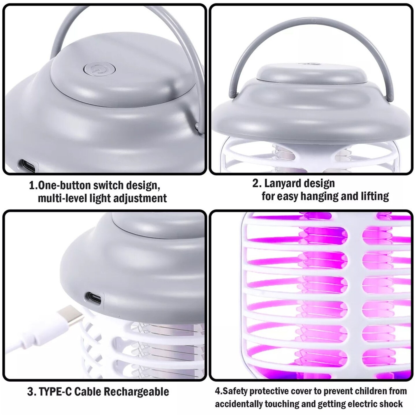 8-Bead LED Mosquito Killer Lamp USB Chargeable Night Light