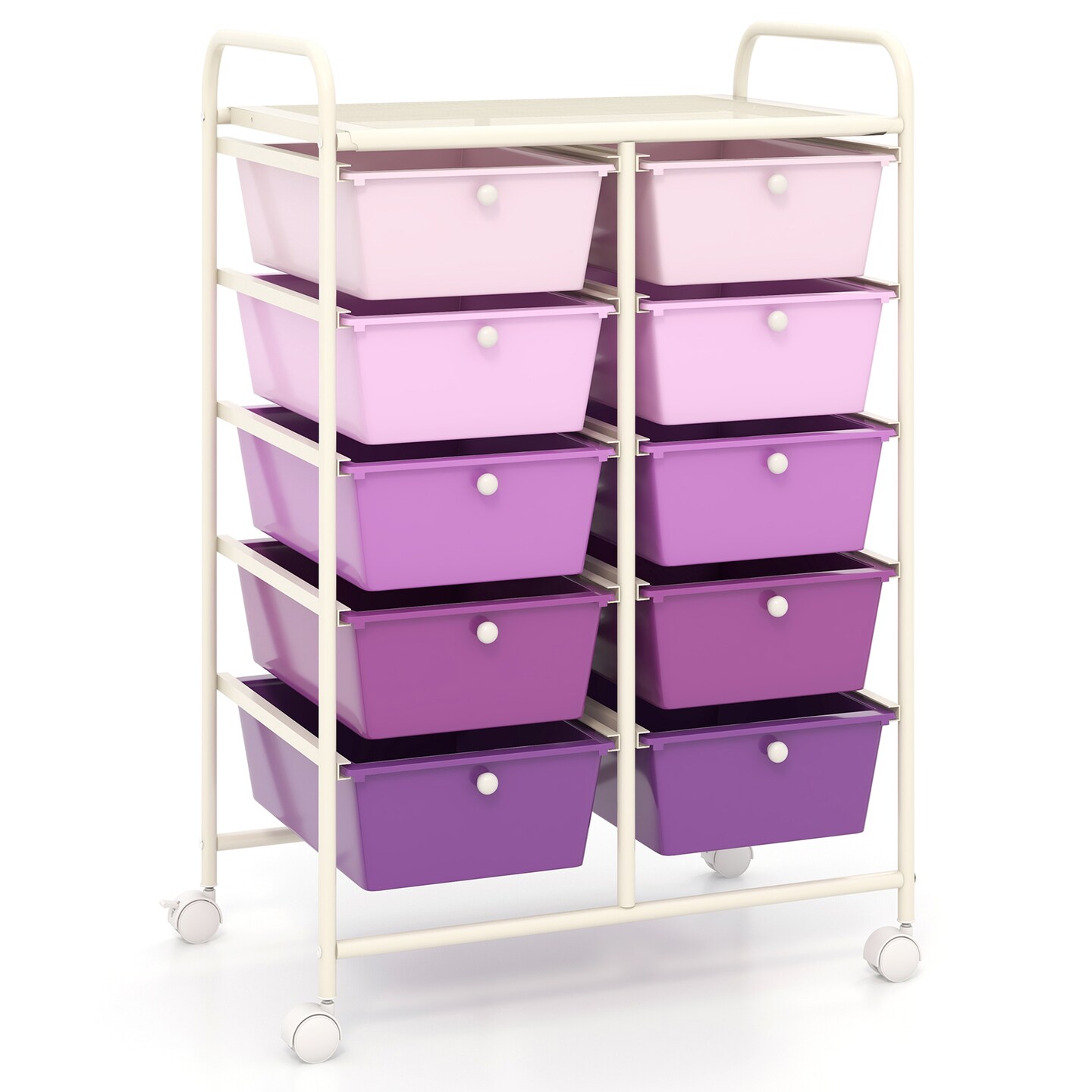Rolling Storage Organizer Cart with 10 Drawers and Mesh Top Shelf