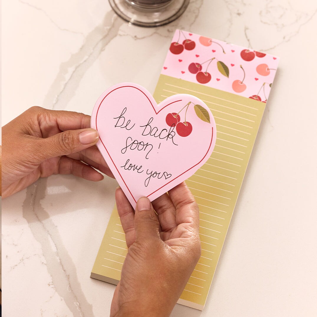 Cherry Hearts Magnetic Pad Set, To Do List and Grocery List Notepad