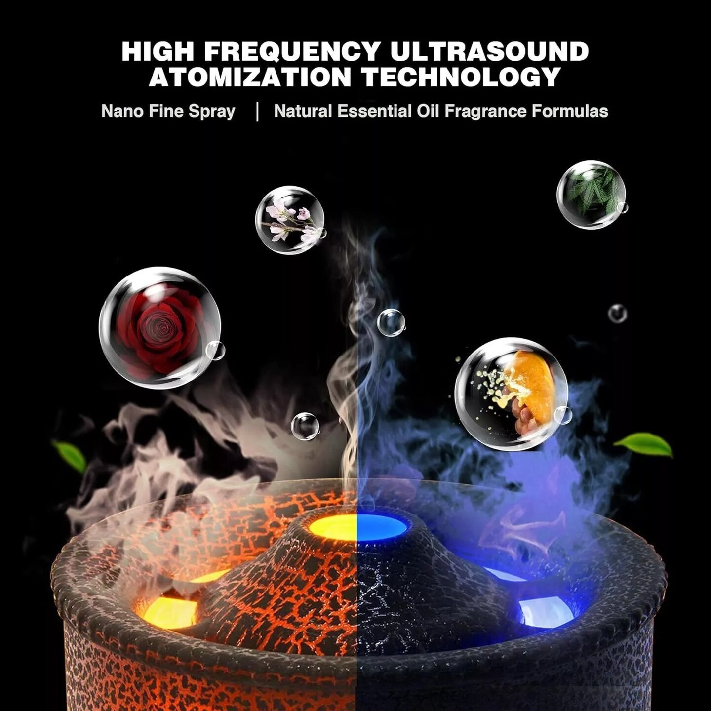 Aroma Essential Oil Humidifier Quiet Flame Diffuser with Remote Control