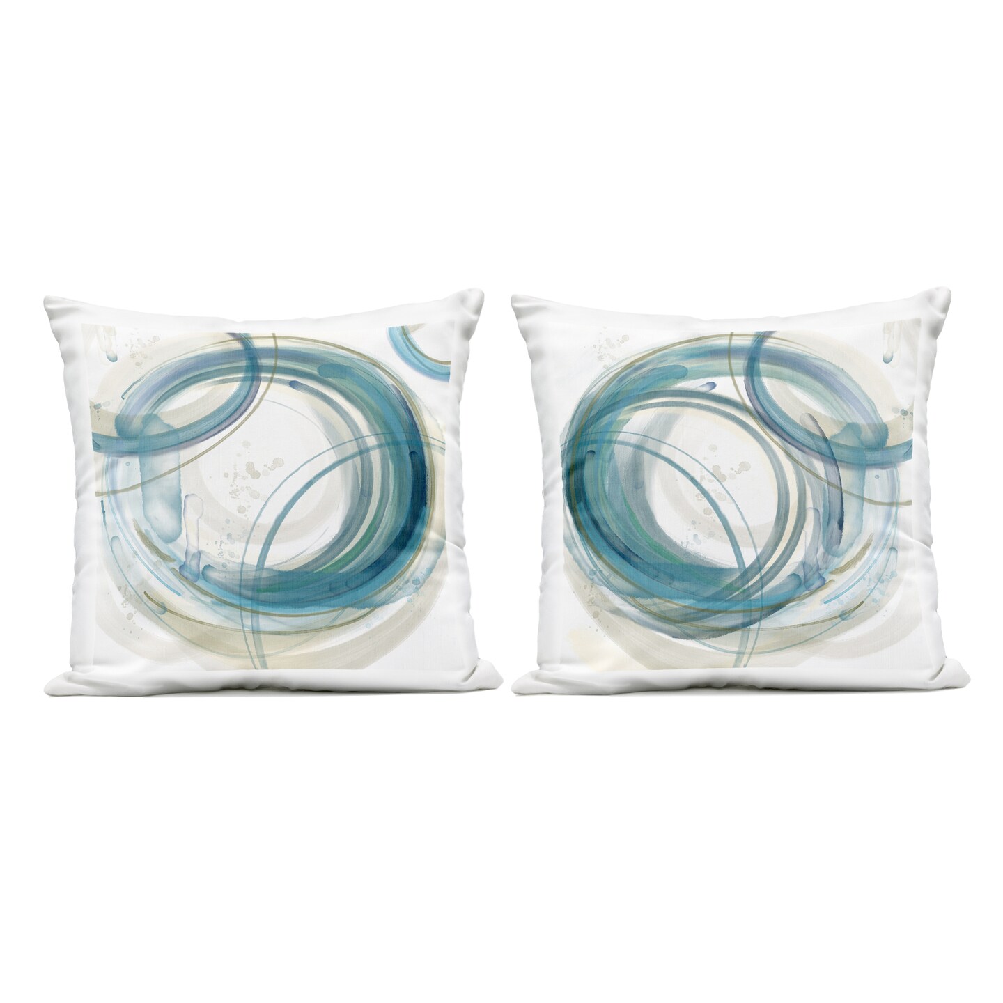 Stupell Industries Teal Circular Rings 2 Piece Outdoor Printed Pillow Set, design by Nan, 18 x 7 x 18