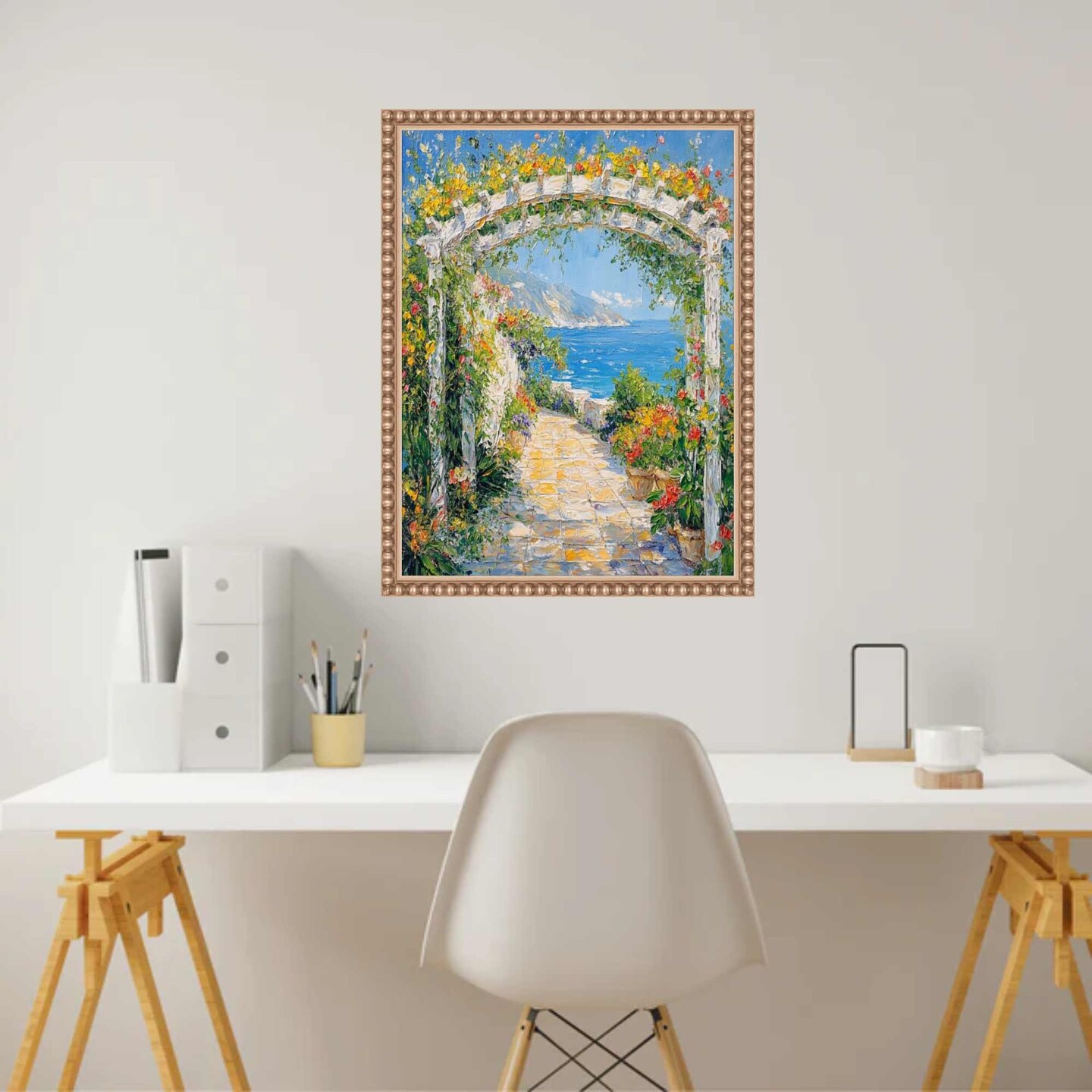 Slim Silver Leaf Beaded Picture Frame 24x30 frame